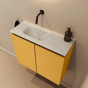 Mondiaz Ture DLux toiletmeubel 60cm ocher met wastafel opalo links zonder kraangat