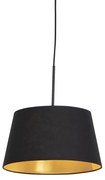 Hanglamp met katoenen kap zwart met goud 32 cm - Combi