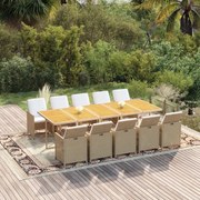 vidaXL 11-delige Tuinset met kussens poly rattan beige