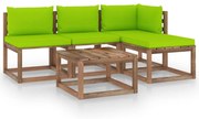 vidaXL 5-delige Loungeset pallet met kussens geïmpregneerd grenenhout