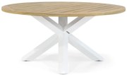 Dining Tuintafel rond 160 cm Teak Wit Wellington