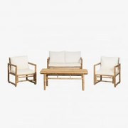 Tuinset Met 2-zitsbank, 2 Fauteuils En Salontafel 90x50 Cm Van Bamboe Livayna Bamboe - Sklum