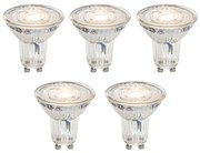 Set van 5 GU10 50mm dimbaar in Kelvin LED lampen helder 4.9W 400 lm 2200-3000K