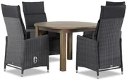 Tuinset Ronde Tuintafel 4 personen 120 cm Wicker Zwart  Garden Collections Madera/Brighton