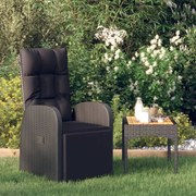 vidaXL Tuinstoel verstelbaar met kussen poly rattan zwart