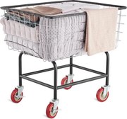 VEVOR wasmandwagen met wielen, 100 liter inhoud, commerciële wasmandwagen, stalen frame met chromen afwerking, wasmandwagen geschikt voor gebruik in wasserijen en hotels