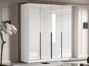 Kledingkast Atlanta 176, Zwart, Wit, Glanzend wit, 215x200x58cm, 164.5 kg, Kledingkast deuren: Met scharnieren