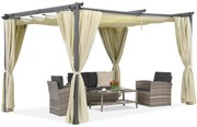 Antraciet terraspergola met gordijnen La Palma 3x4 Garden Point