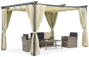Antraciet terraspergola met gordijnen La Palma 3x4 Garden Point