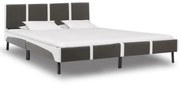 vidaXL Bedframe kunstleer grijs en wit 150x200 cm