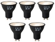 Set van 5 GU10 dimbare LED lampen zwart 6W 450 lm 3000K