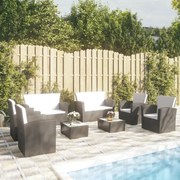 vidaXL 8-delige Loungeset met kussens poly rattan zwart