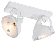 Industriële plafondlamp wit met zilver 2-lichts verstelbaar - Magnax