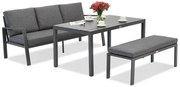Zakintos Apetito Comfort 3 aluminium set met bank antraciet Garden Point