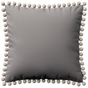 Dekoria Kussenhoes Wera met pompons, licht grijs 45 x 45 cm