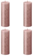 Bolsius Stompkaarsen Shimmer 4 st rustiek 190x68 mm roze