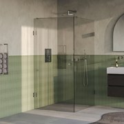 BRAUER Void Carving Douchecabine - 100x120x200cm - draaideur - glascoating - omkeerbaar - helder glas - Geborsteld RVS PVD GS-VOCC1H100120200NG