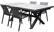 Nancy New Delhi dining tuinset uitschuifbaar 204-264x103xH74,5 cm 5 delig  aluminium