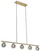 Eettafel / Eetkamer Moderne hanglamp goud 100 cm 5-lichts met smoke glas - Athens Landelijk G9 Binnenverlichting Lamp