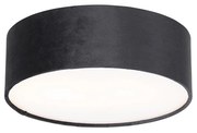 Moderne plafondlamp zwart 30 cm met gouden binnenkant - Drum