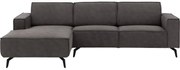 Goossens Hoekbank Hercules donkergrijs, microvezel, 2,5-zits, modern design met chaise longue links