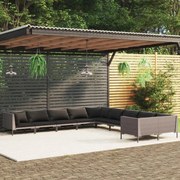 vidaXL 10-delige Loungeset met kussens poly rattan donkergrijs