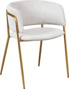 Set Van 2 Nalon Gestoffeerde Eetkamerstoelen Goud & Corduroy Beige – Crème & Corduroy - Sklum