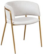 Set Van 2 Nalon Gestoffeerde Eetkamerstoelen Goud & Corduroy Beige – Crème & Pana - Sklum