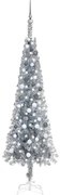 vidaXL Kerstboom met LED's en kerstballen smal 210 cm zilverkleurig