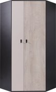 Hoekkledingkast Camteso 100, Eiken, Zwart, Beige, 190x90x90cm, 71 kg, Kledingkast deuren: Met scharnieren, Aantal planken: 5, Aantal planken: 5