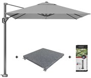 Platinum Voyager zweefparasol T1 2.5x2.5 m. - Light Grey met voet en hoes