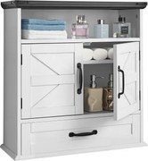 VEVOR Badkamer Wandkast Medicijnkast met 2 deuren en verstelbare planken, Opbergkast Wandkast Badkamerkast met open scheidingswand en lades voor keuken, toilet