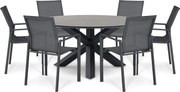 Tuinset Ronde Tuintafel 6 personen 150 cm Aluminium Grijs Lifestyle Garden Furniture Timo/Xento