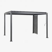 Bioclimatische Aluminiumpergola Met Lamellen En Druvia-paneel Grijs – Grafiet & Pergola Van 3x4 M Met 1 Paneel Van 90,5 Cm - Sklum