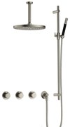 Hotbath Cobber IBS70 inbouwdouche met 15cm plafondbuis, 30cm hoofddouche en glijstang geborsteld nikkel