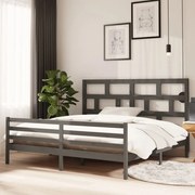 vidaXL Bedframe massief grenenhout grijs 200x200 cm