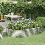 vidaXL Plantenbak 214x140x36 cm gepoedercoat staal zilverkleurig