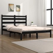 vidaXL Bedframe massief grenenhout zwart 135x190 cm 4FT6 Double