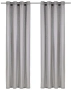 vidaXL Gordijnen met metalen ringen katoen 140x175 cm grijs 2 st