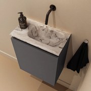 Mondiaz Ture DLux toiletmeubel 40cm dark grey met wastafel glace rechts zonder kraangat