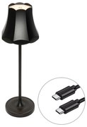 Retro tafellamp zwart oplaadbaar IP44 - Granny