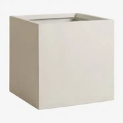 Vierkante Buitenbloempot Van Cement Lucas 40 X 40 X 40 Cm & Wit - Sklum