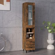 vidaXL Hoge kast 34,5x34x180 cm bewerkt hout gerookt eikenkleurig