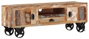 vidaXL Tv-meubel met wieltjes 110x30x37 cm massief gerecycled hout