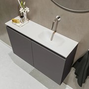 Mondiaz Ture 80cm toiletmeubel dark grey met wastafel talc rechts geen kraangat