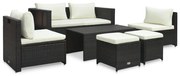 vidaXL 6-delige Loungeset met kussens poly rattan bruin