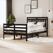 vidaXL Bedframe massief hout zwart 120x190 cm 4FT Small Double