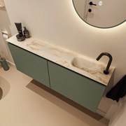 Mondiaz Ture DLux toiletmeubel 120cm army met wastafel frappe rechts met kraangat