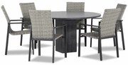 Tuinset Ronde Tuintafel 6 personen 140 cm Wicker Grijs  Lifestyle Garden Furniture Upton/Graniet