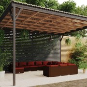 vidaXL 12-delige Loungeset met kussens poly rattan bruin